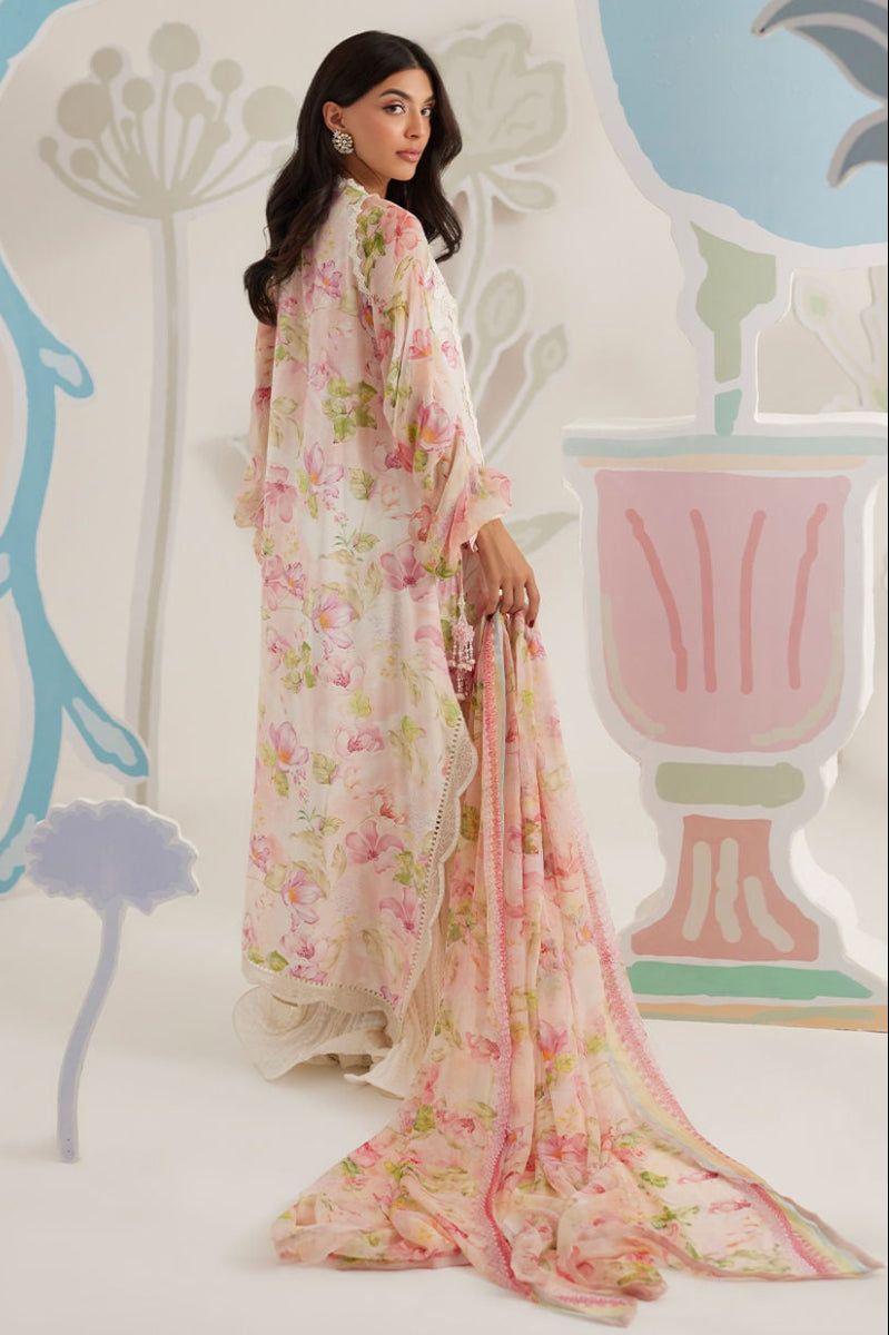 FARAH TALIB AZIZ Lawn Collection 2026: Ivory Floral Printed & Embroidered Suit | Ready To Wear