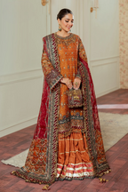 Rust Orange & Deep Maroon: Embroidered Chiffon Suit | Ready To Wear