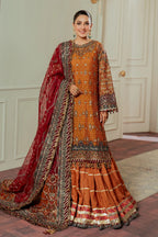 Rust Orange & Deep Maroon: Embroidered Chiffon Suit | Ready To Wear