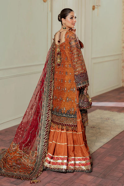 Rust Orange & Deep Maroon: Embroidered Chiffon Suit | Ready To Wear
