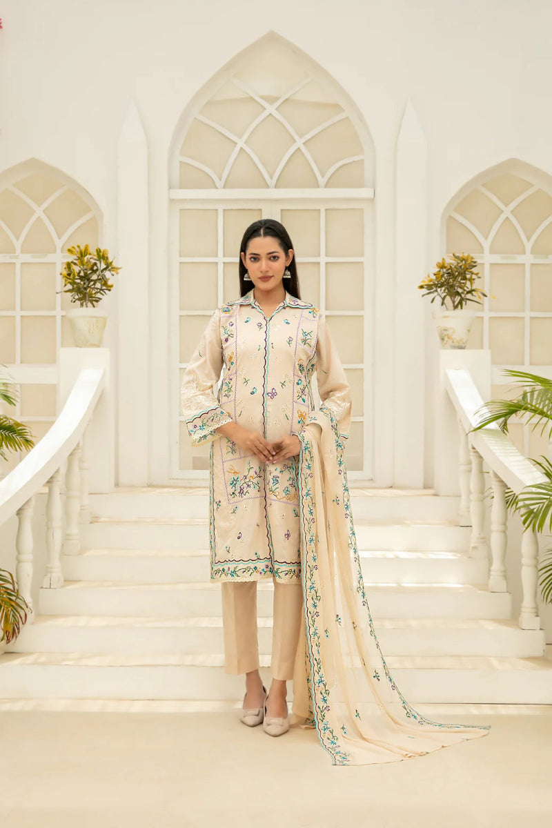 Elisol - Fancy Embroidered Slub Lawn Suit with Chiffon Dupatta | Ready To Wear