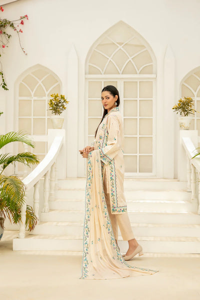 Elisol - Fancy Embroidered Slub Lawn Suit with Chiffon Dupatta | Ready To Wear