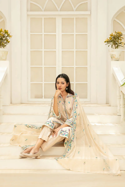 Elisol - Fancy Embroidered Slub Lawn Suit with Chiffon Dupatta | Ready To Wear