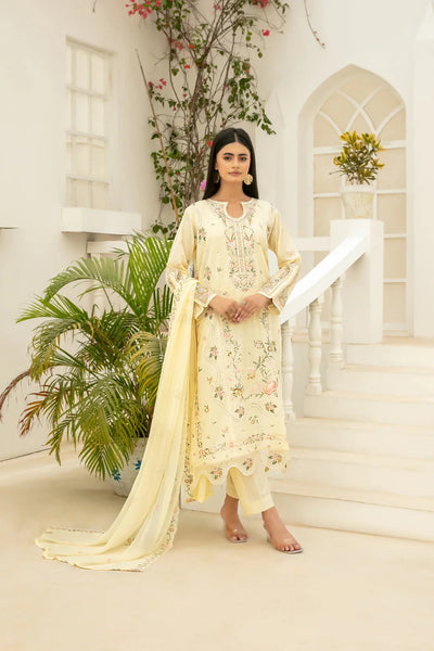 Elisol - Fancy Embroidered Slub Lawn Suit with Chiffon Dupatta | Ready To Wear