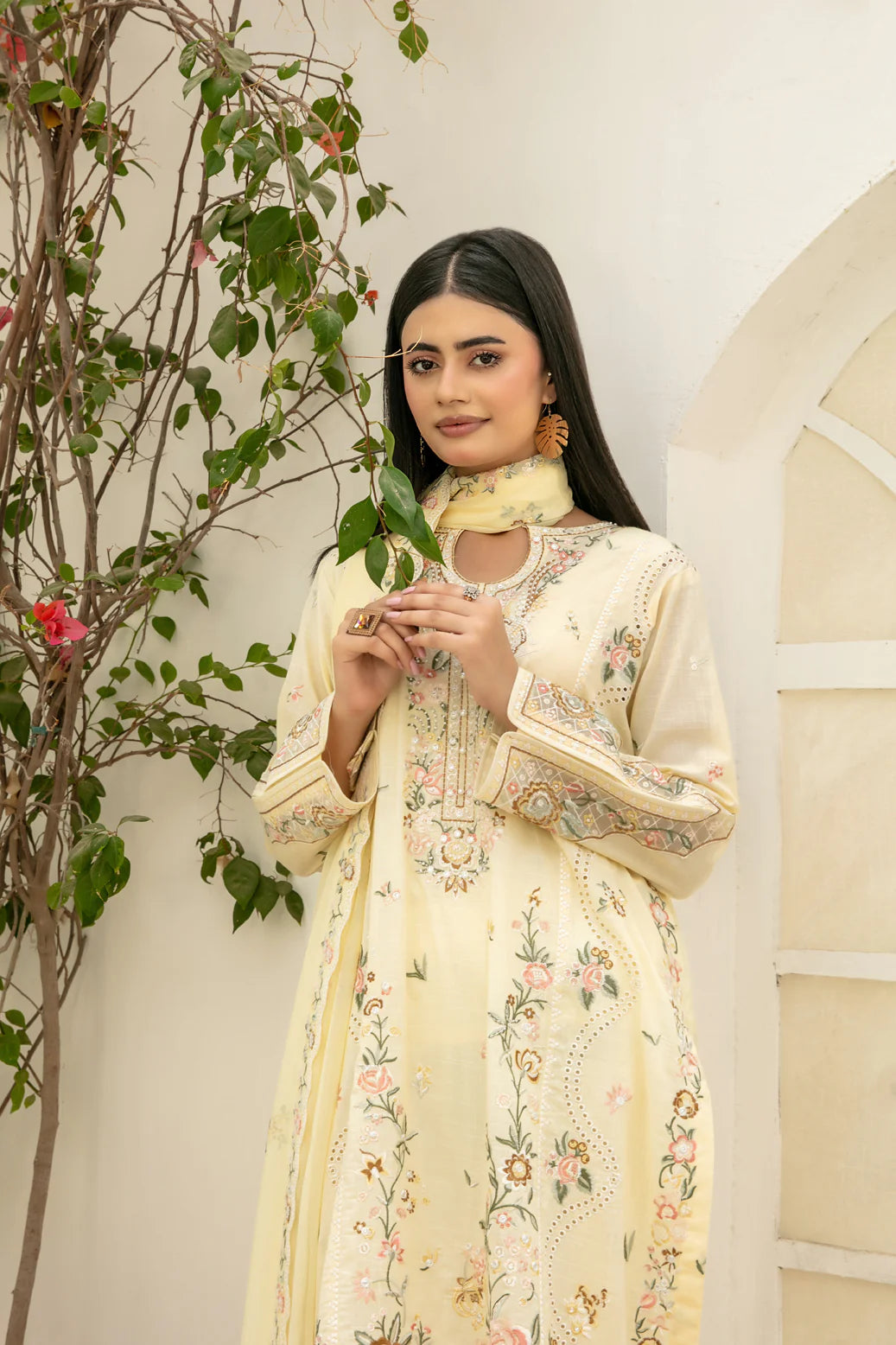 Elisol - Fancy Embroidered Slub Lawn Suit with Chiffon Dupatta | Ready To Wear