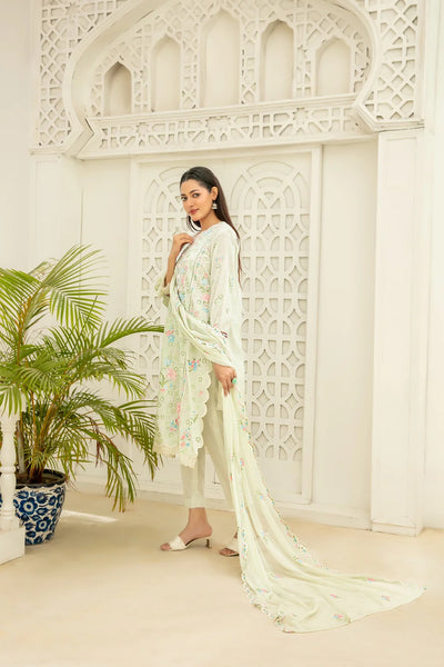 Elisol - Fancy Embroidered Slub Lawn Suit with Chiffon Dupatta | Ready To Wear