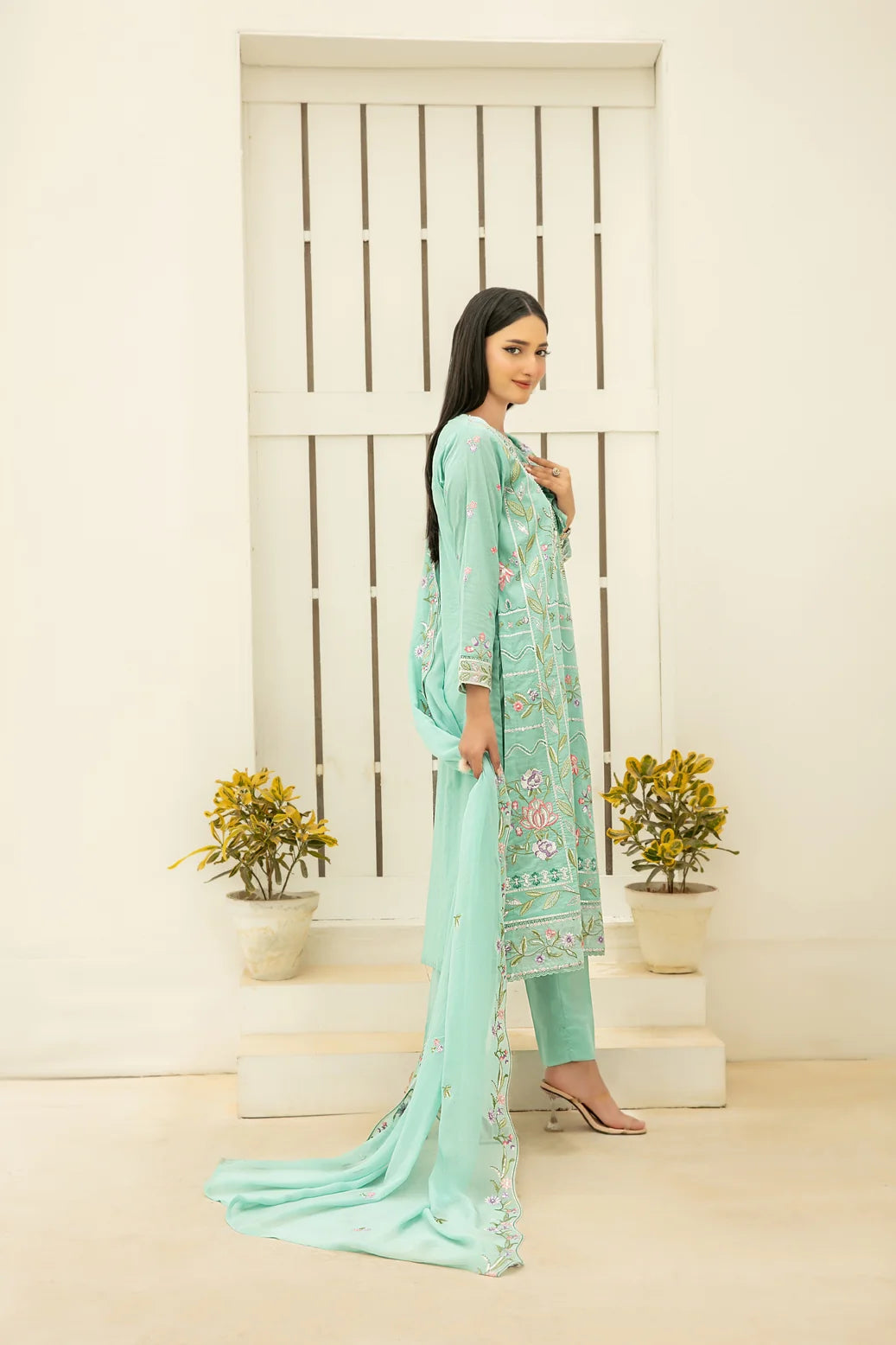 Elisol - Fancy Embroidered Slub Lawn Suit with Chiffon Dupatta | Ready To Wear