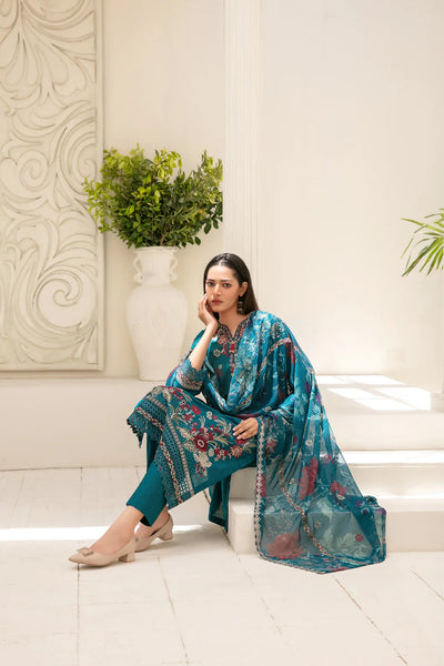 Embroidered Cross Slub Lawn Suit With Cotton Trouser | Ready To Wear