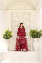 Embroidered Cross Slub Lawn Suit With Cotton Trouser | Ready To Wear