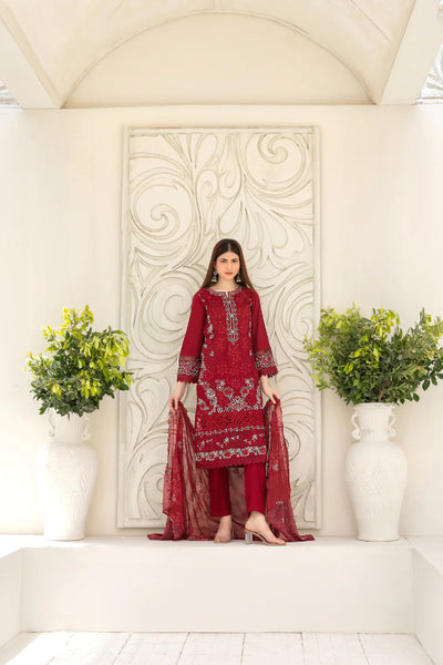 Embroidered Cross Slub Lawn Suit With Cotton Trouser | Ready To Wear