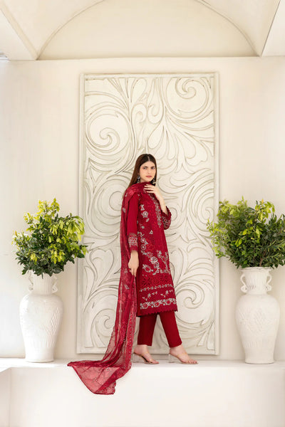 Embroidered Cross Slub Lawn Suit With Cotton Trouser | Ready To Wear