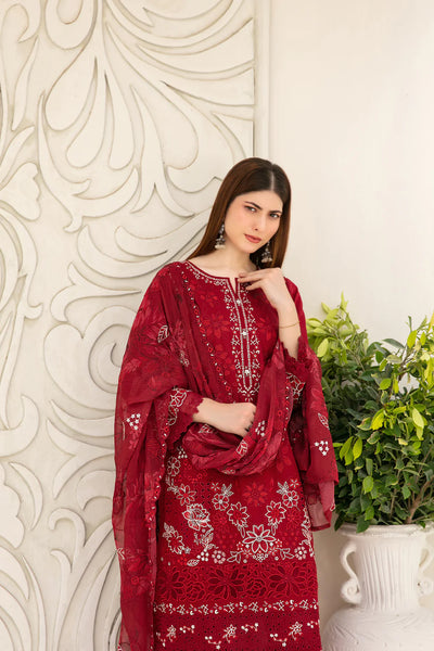 Embroidered Cross Slub Lawn Suit With Cotton Trouser | Ready To Wear