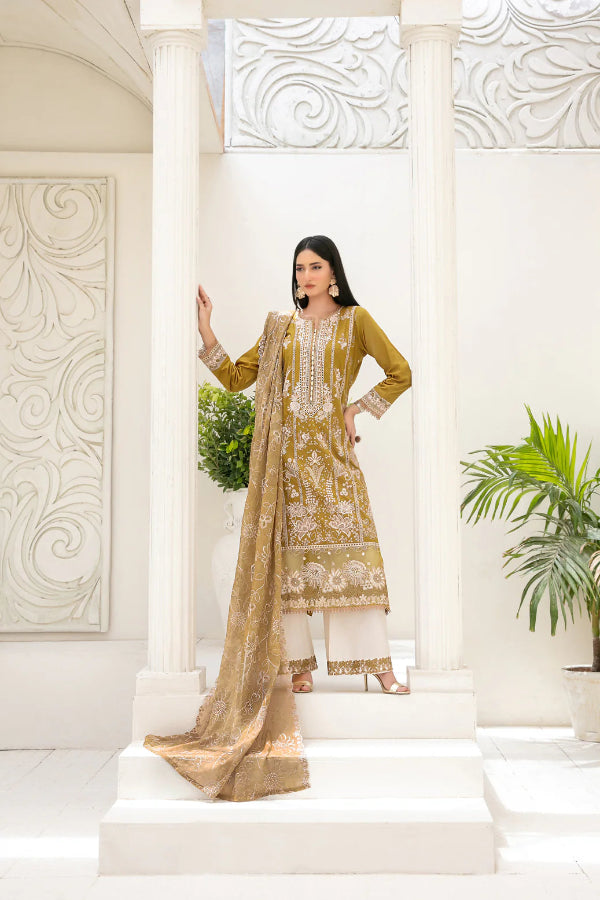 Embroidered Cross Slub Lawn Suit With Cotton Trouser | Ready To Wear