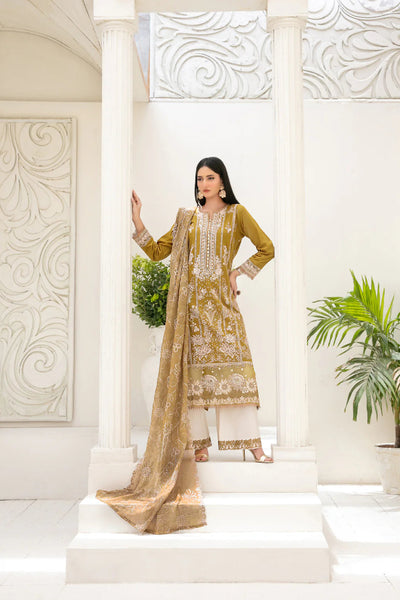 Embroidered Cross Slub Lawn Suit With Cotton Trouser | Ready To Wear