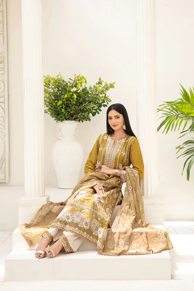 Embroidered Cross Slub Lawn Suit With Cotton Trouser | Ready To Wear