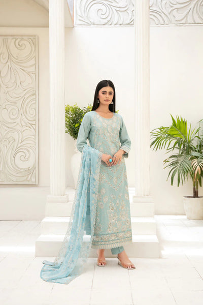 Embroidered Cross Slub Lawn Suit With Cotton Trouser | Ready To Wear