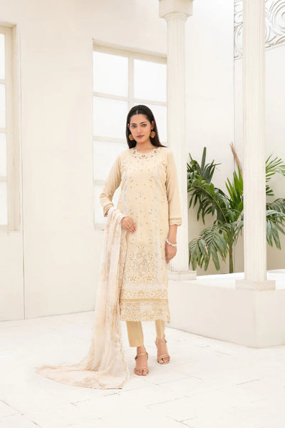Embroidered Cross Slub Lawn Suit With Cotton Trouser | Ready To Wear