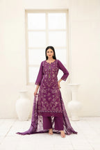 Embroidered Cross Slub Lawn Suit With Cotton Trouser | Ready To Wear