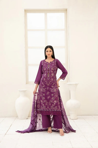 Embroidered Cross Slub Lawn Suit With Cotton Trouser | Ready To Wear