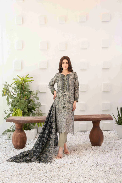 Ayna - Embroidered Printed Lawn Suit With Cotton Trouser | Ready To Wear