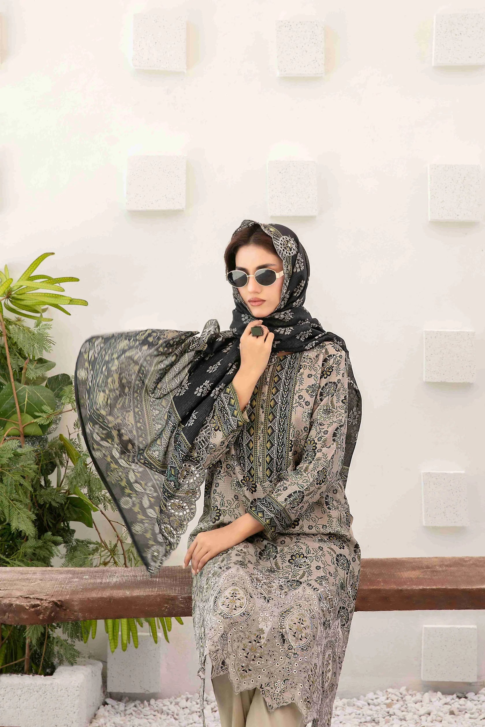 Ayna - Embroidered Printed Lawn Suit With Cotton Trouser | Ready To Wear