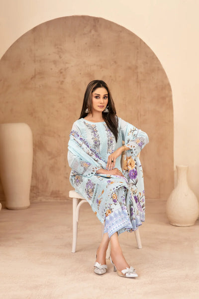 03-Piece Embroidered Chamki Lawn With Printed Dupatta | Ready To Wear