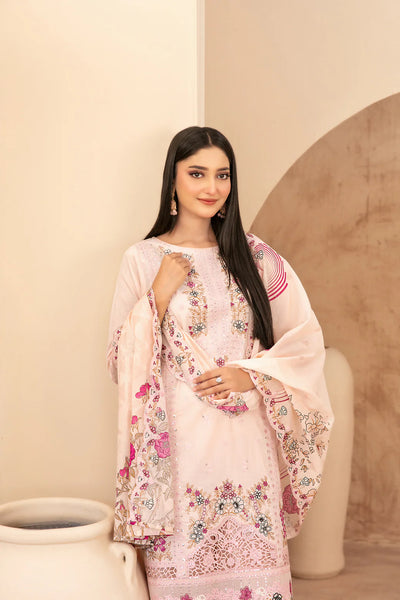 03-Piece Embroidered Chamki Lawn With Printed Dupatta | Ready To Wear