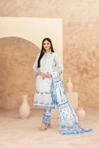 03-Piece Embroidered Chamki Lawn With Printed Dupatta | Ready To Wear