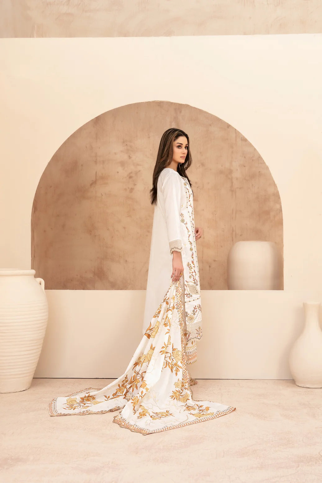 03-Piece Embroidered Chamki Lawn With Printed Dupatta | Ready To Wear