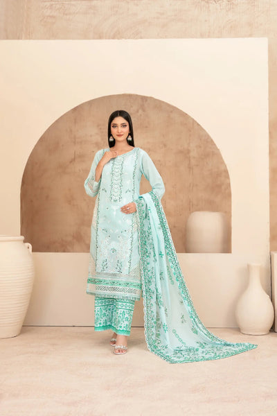 03-Piece Embroidered Chamki Lawn With Printed Dupatta | Ready To Wear