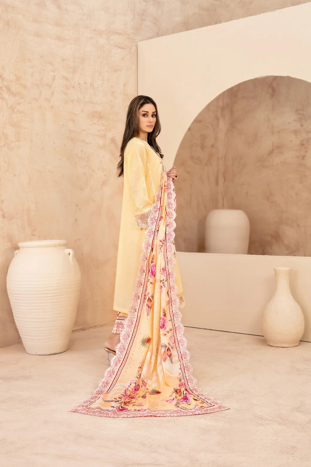 03-Piece Embroidered Chamki Lawn With Printed Dupatta | Ready To Wear
