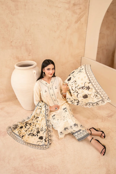 03-Piece Embroidered Chamki Lawn With Printed Dupatta | Ready To Wear