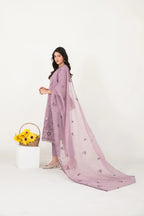 03-Piece Embroidered Cross Slub Lawn Shirt With Fancy Dupatta | Ready To Wear