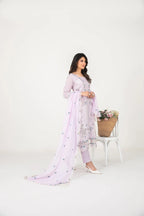 03-Piece Embroidered Cross Slub Lawn Shirt With Fancy Dupatta | Ready To Wear