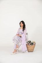 03-Piece Embroidered Cross Slub Lawn Shirt With Fancy Dupatta | Ready To Wear
