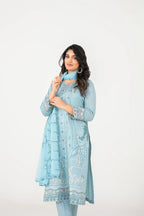 03-Piece Embroidered Cross Slub Lawn Shirt With Fancy Dupatta | Ready To Wear