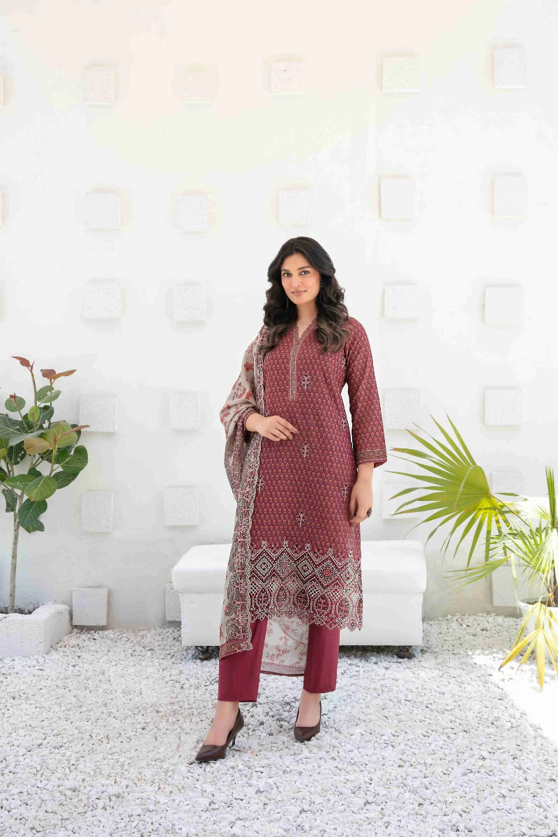Ayna - Embroidered Printed Lawn Suit With Cotton Trouser | Ready To Wear