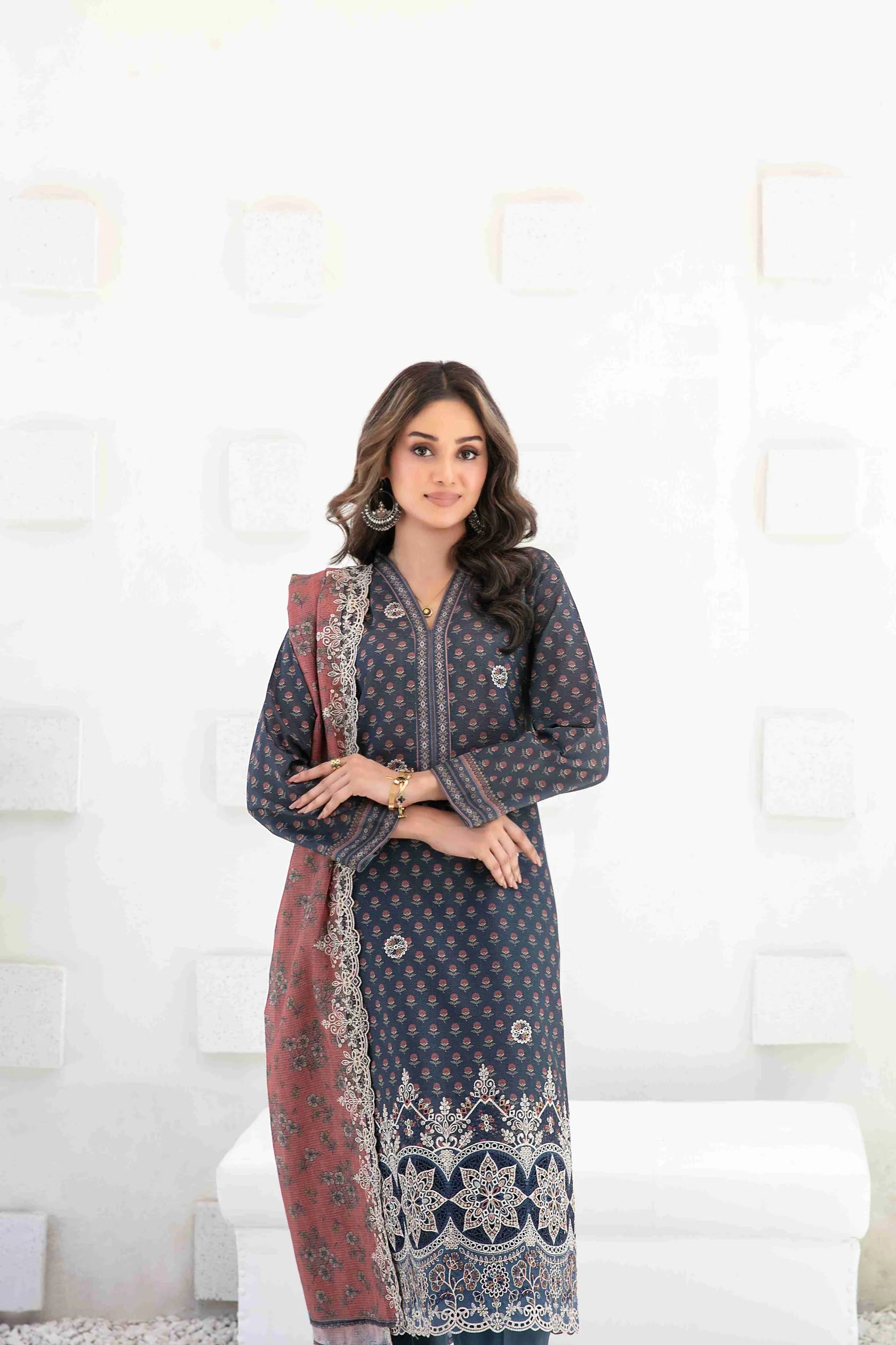 Ayna - Embroidered Printed Lawn Suit With Cotton Trouser | Ready To Wear