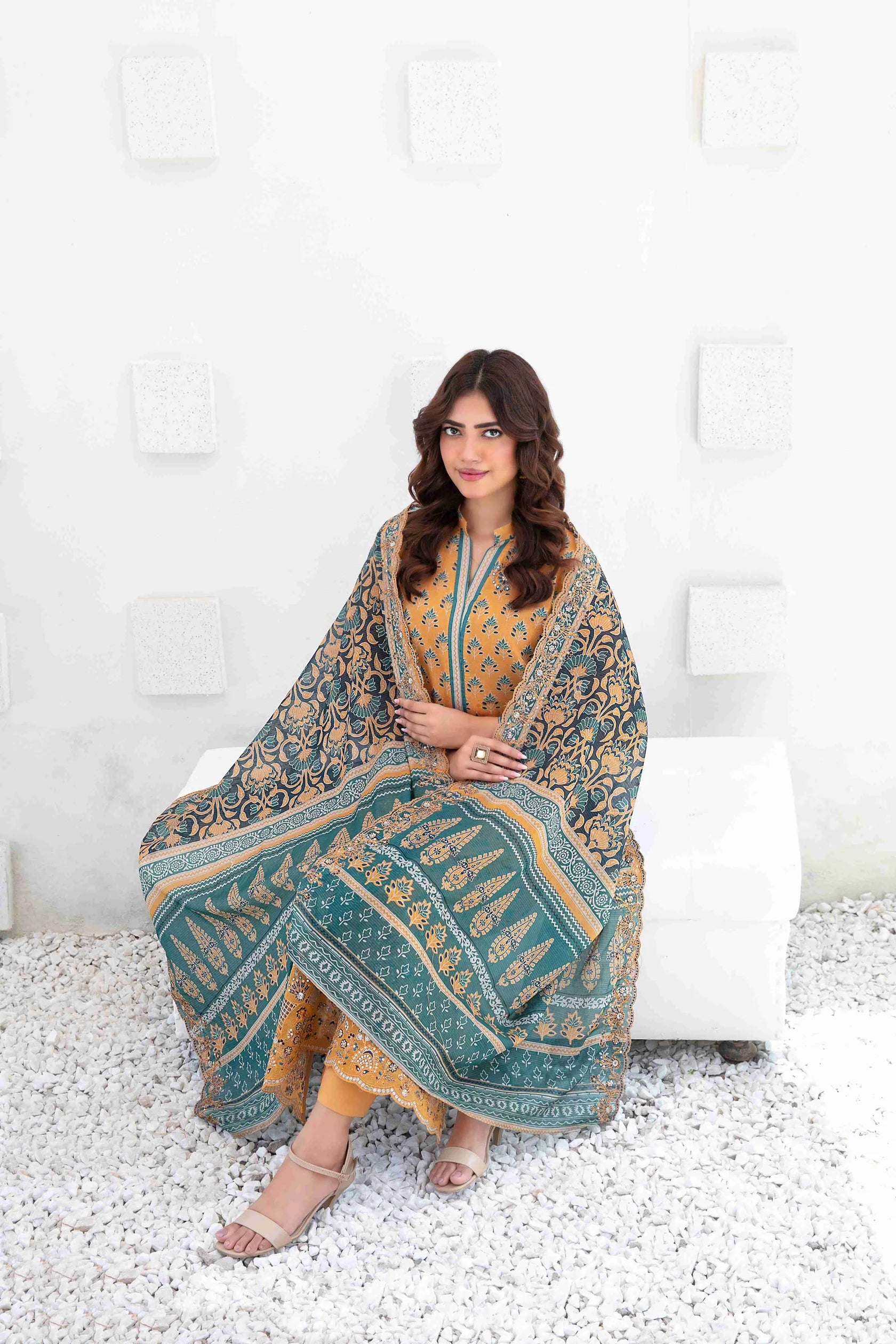 Ayna - Embroidered Printed Lawn Suit With Cotton Trouser | Ready To Wear