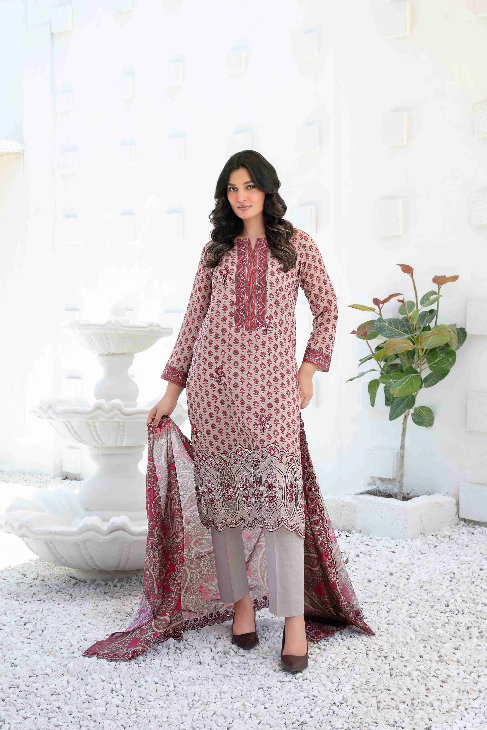Ayna - Embroidered Printed Lawn Suit With Cotton Trouser | Ready To Wear