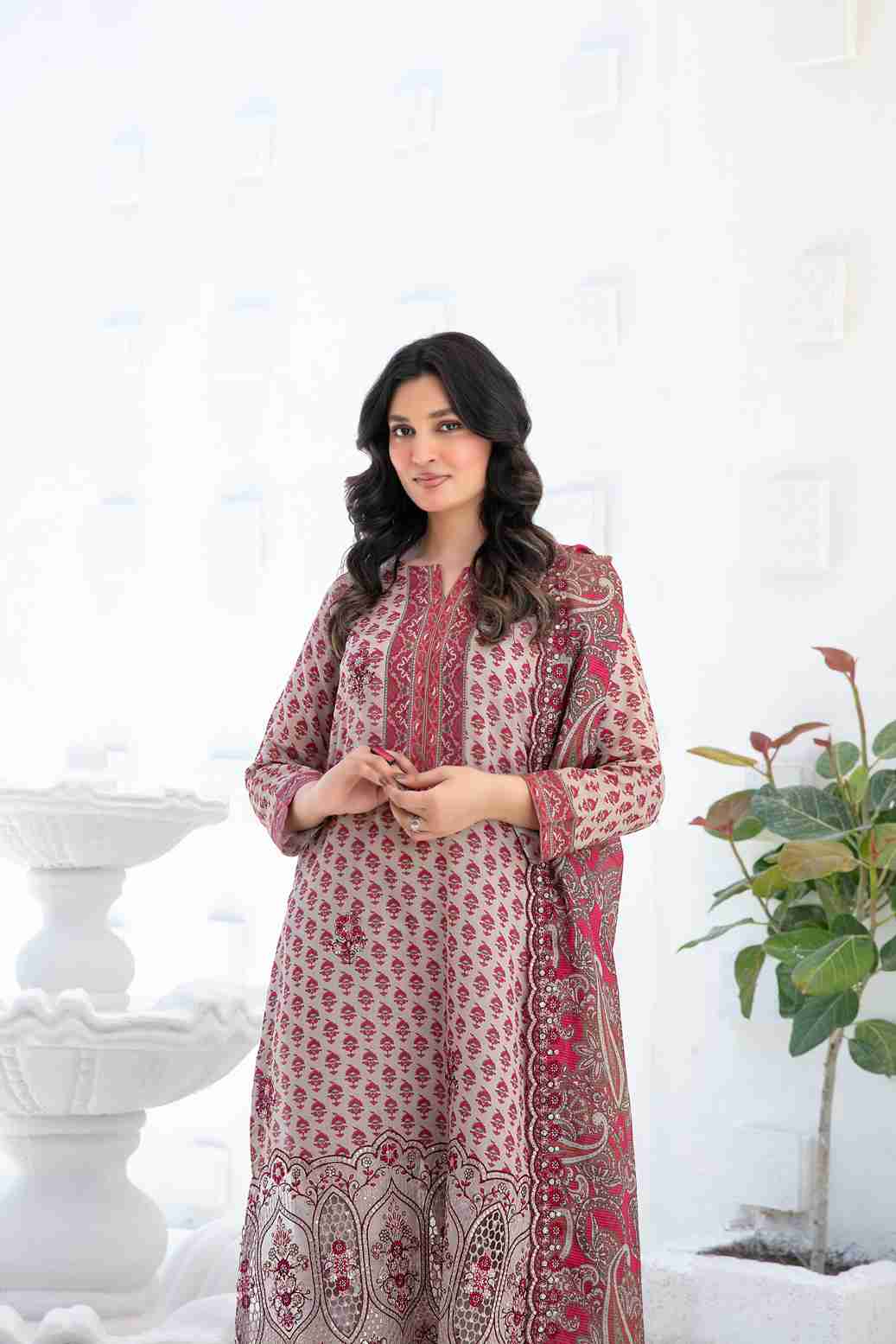 Ayna - Embroidered Printed Lawn Suit With Cotton Trouser | Ready To Wear