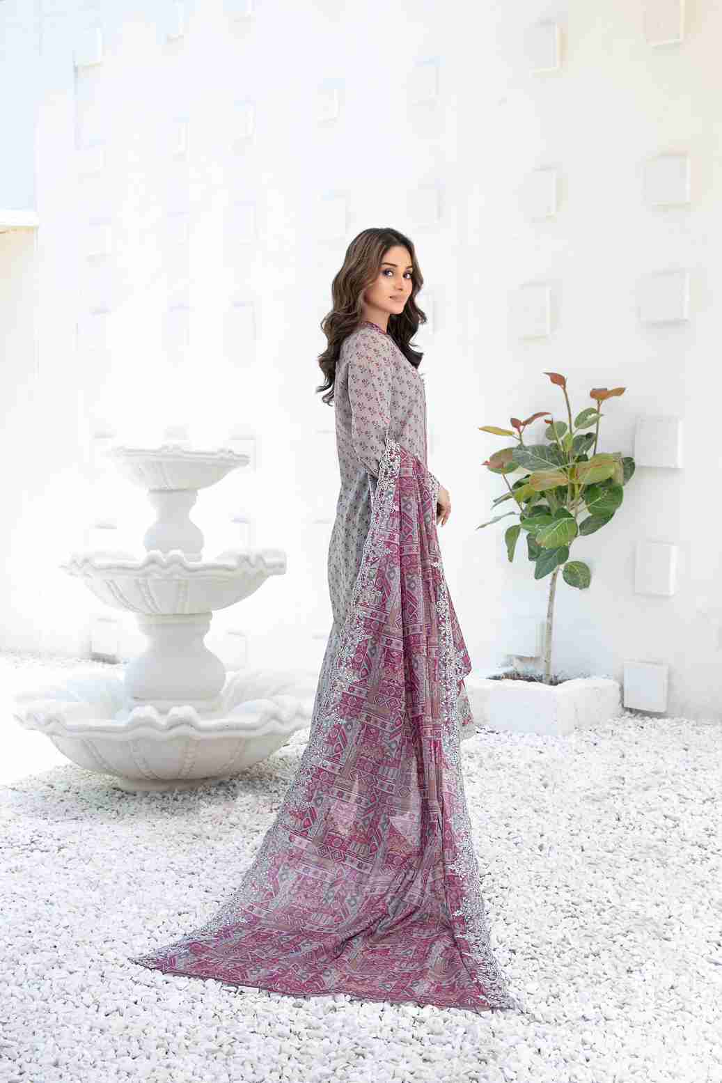 Ayna - Embroidered Printed Lawn Suit With Cotton Trouser | Ready To Wear