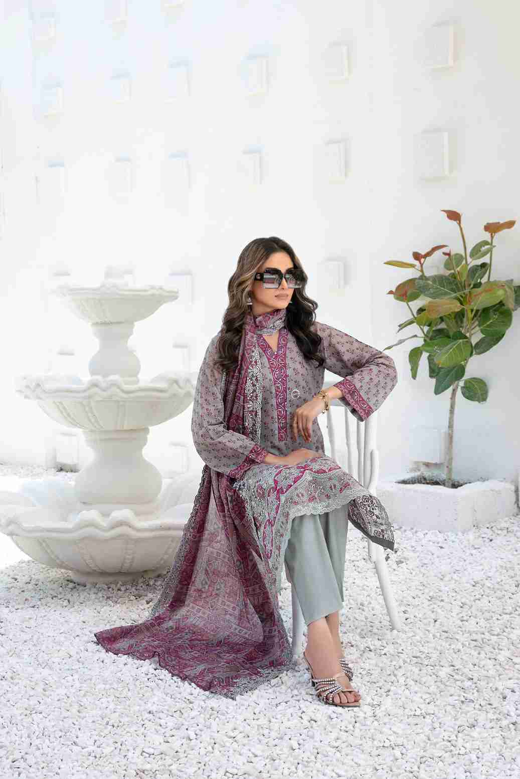 Ayna - Embroidered Printed Lawn Suit With Cotton Trouser | Ready To Wear