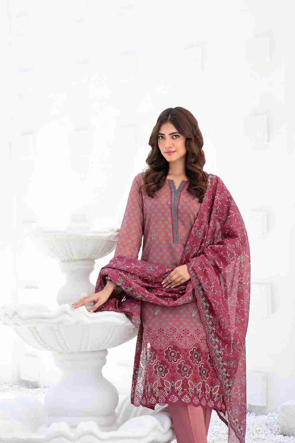 Ayna - Embroidered Printed Lawn Suit With Cotton Trouser | Ready To Wear