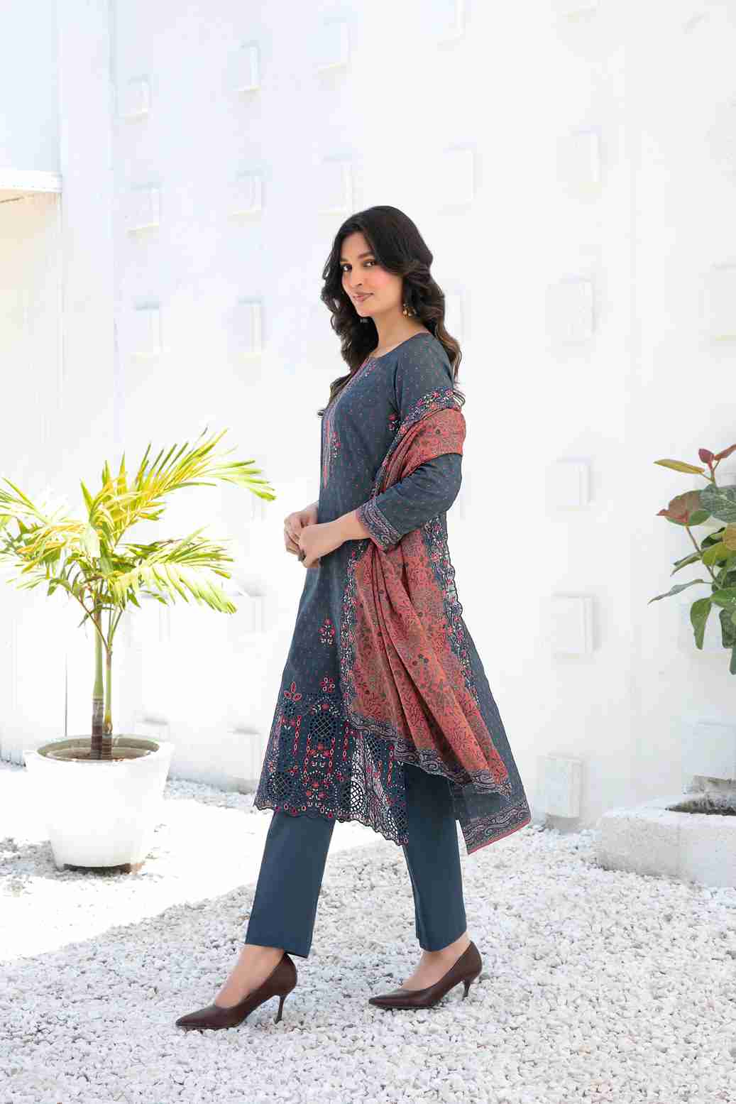 Ayna - Embroidered Printed Lawn Suit With Cotton Trouser | Ready To Wear