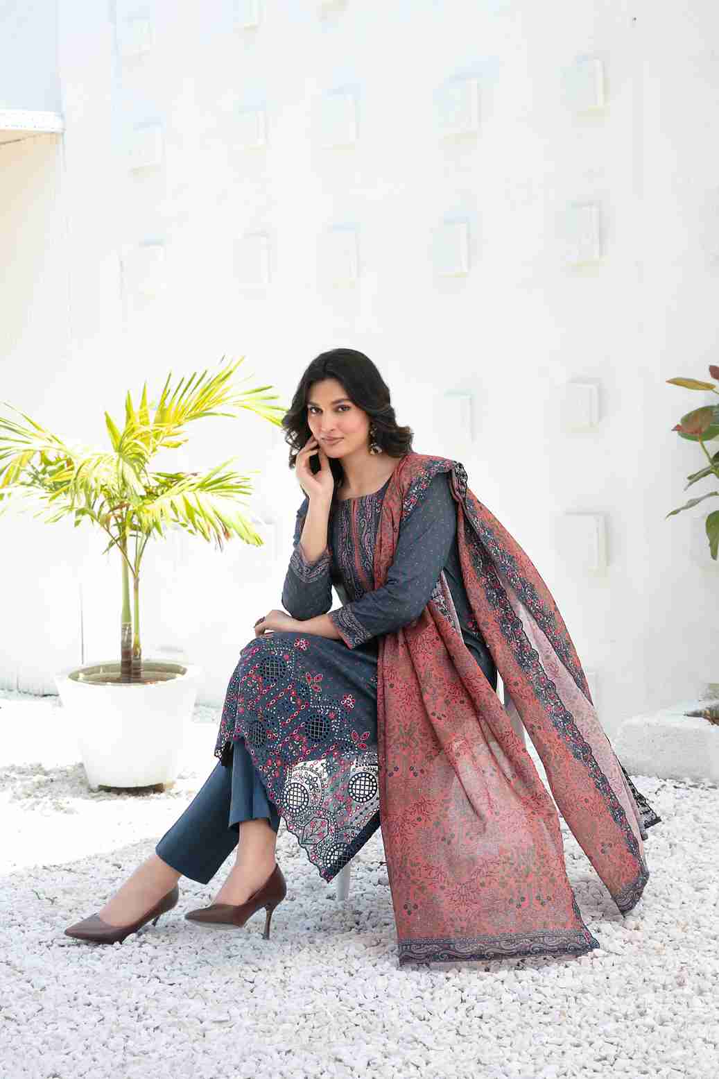 Ayna - Embroidered Printed Lawn Suit With Cotton Trouser | Ready To Wear