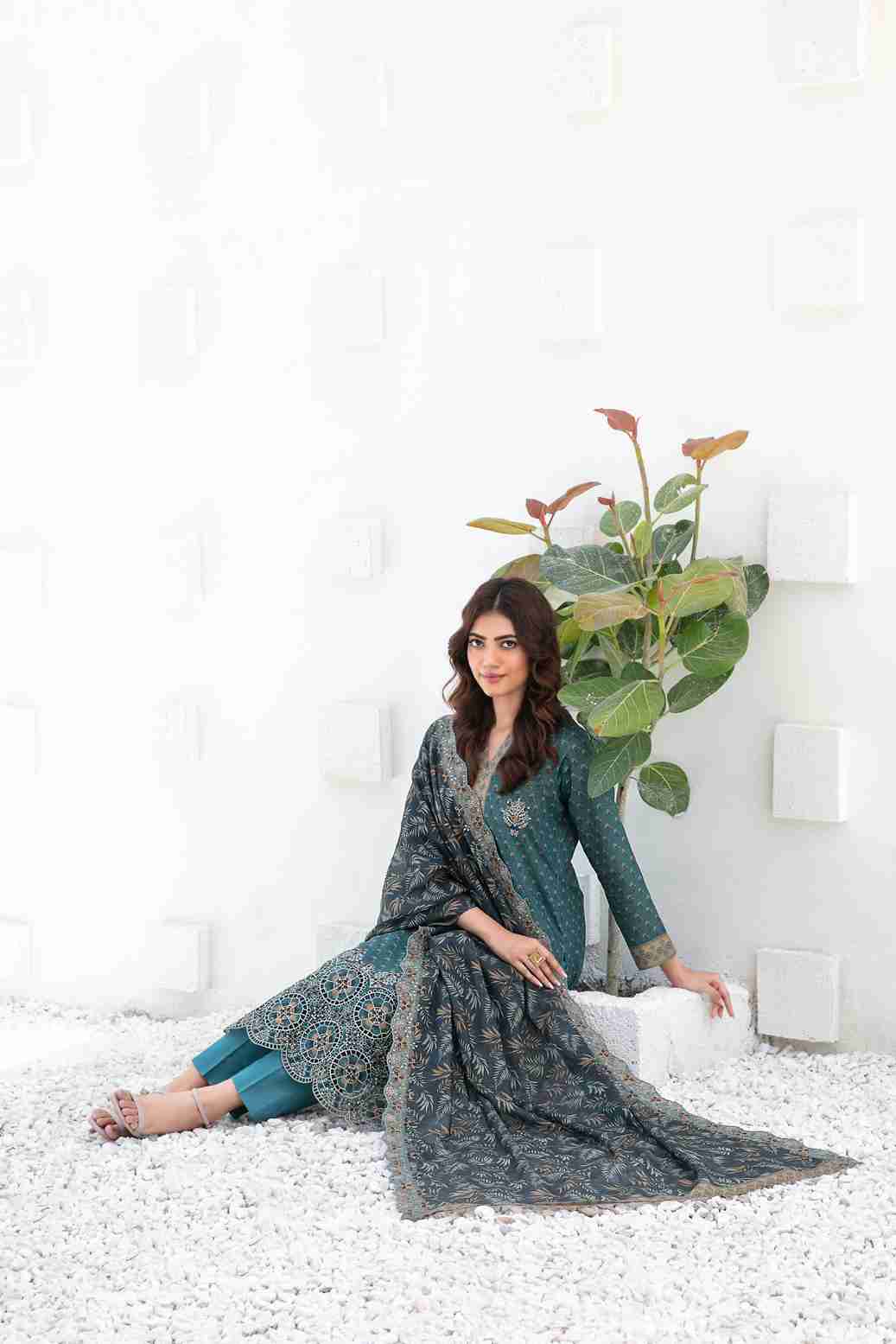 Ayna - Embroidered Printed Lawn Suit With Cotton Trouser | Ready To Wear