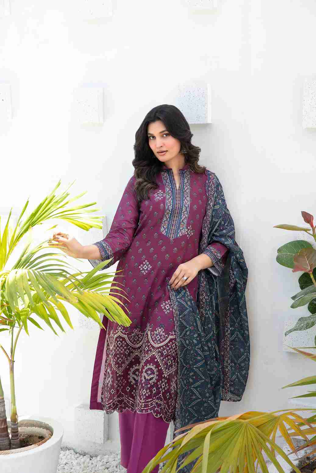 Ayna - Embroidered Printed Lawn Suit With Cotton Trouser | Ready To Wear