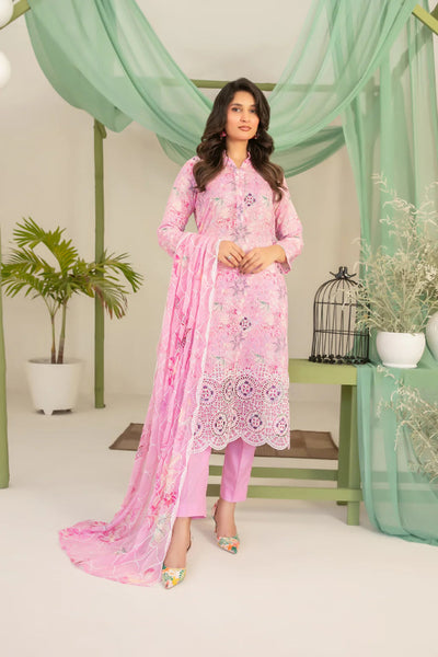 03-Piece Printed Lawn Suit With Chiffon Dupatta | Ready To Wear