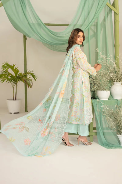 03-Piece Printed Lawn Suit With Chiffon Dupatta | Ready To Wear